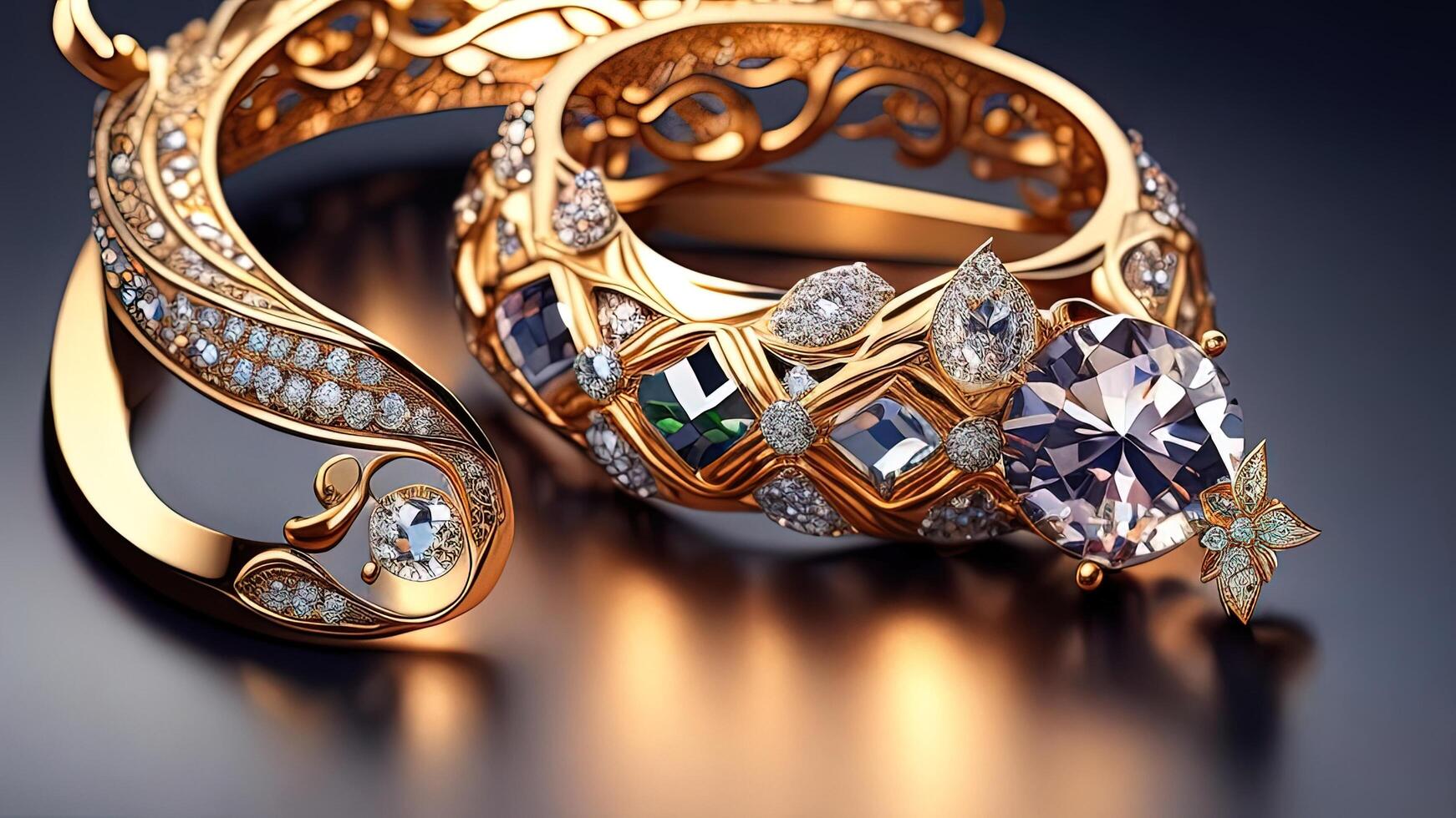 Home 17 jewelry ring with diamonds and precious stones ai generated free photo