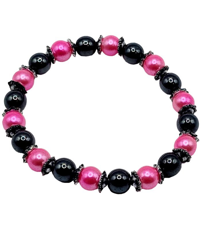Hematite & Rose Pearl Duo Bracelet