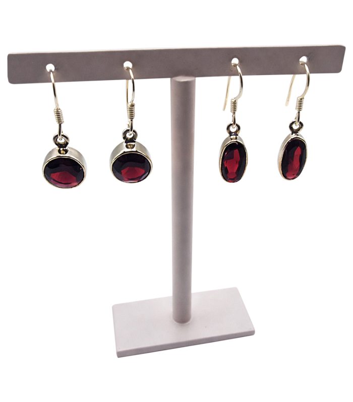 Round Shape Natural Rhodolite Garnet with 7 Carats Drop Earrings in 925 Sterling Silver