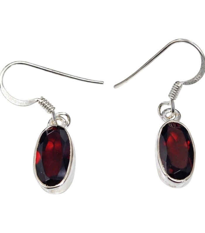 Oval Shape Natural  Rhodolite Garnet with 7 Carats Drop Earrings in 925 Sterling Silver