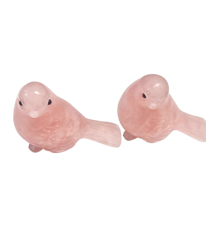 Rose Quartz Carved Bird Pair