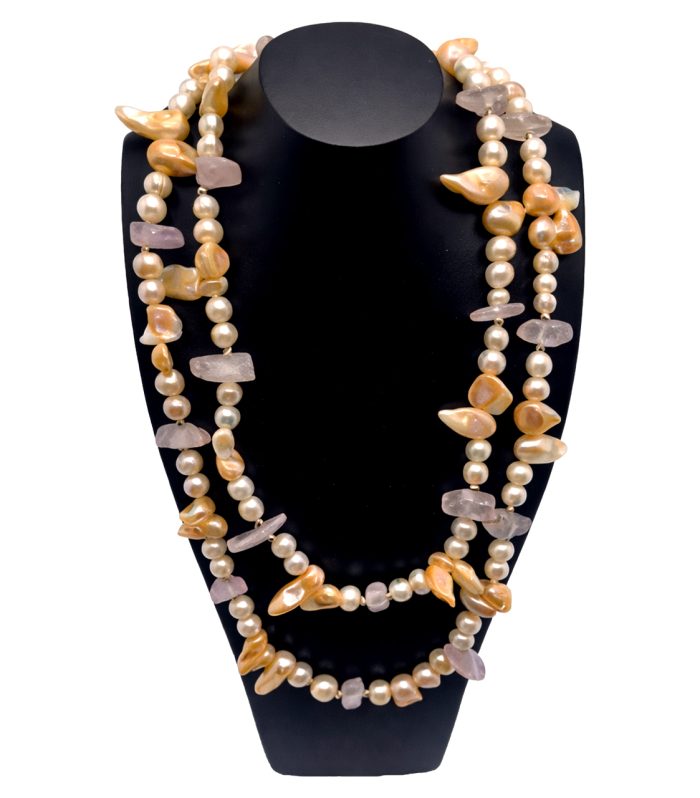 Freshwater Pearl and Rose Quartz Necklace