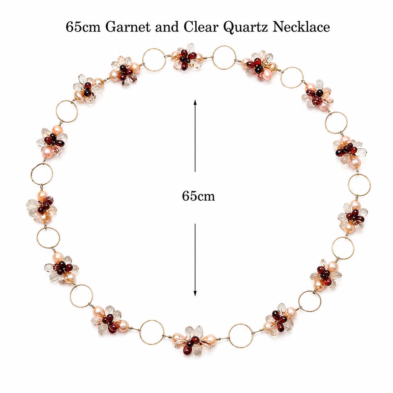 Freshwater Pearl, Garnet and Clear Quartz Necklace - Image 5