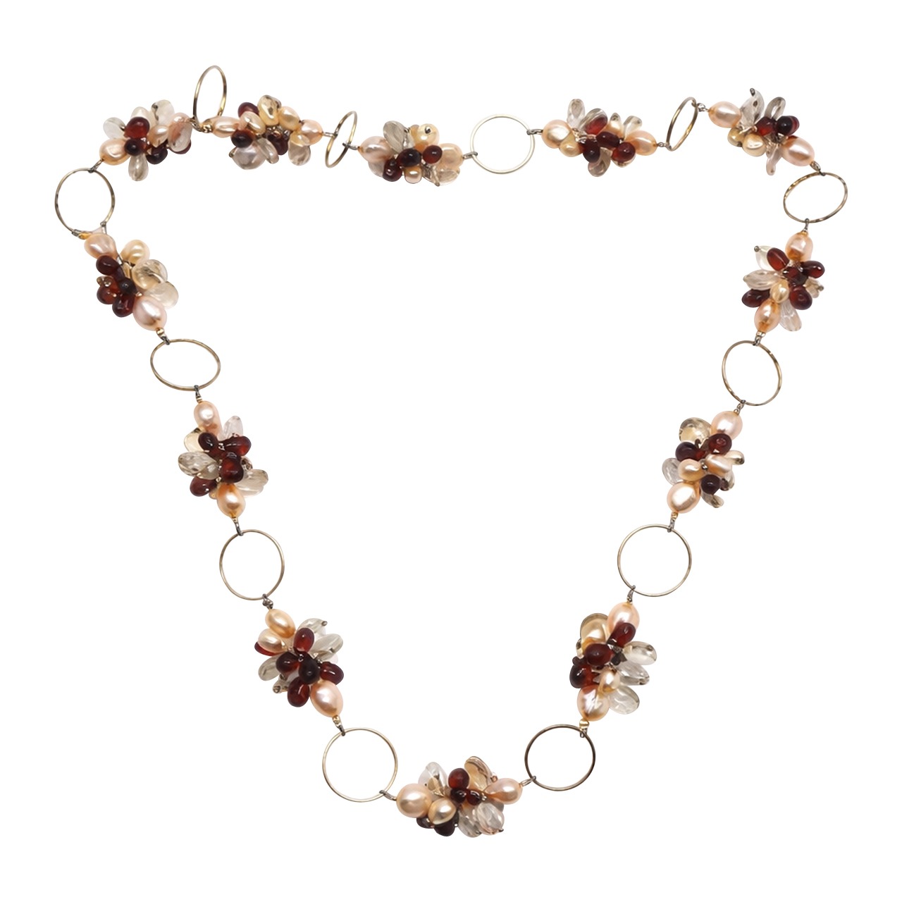 Freshwater Pearl, Garnet and Clear Quartz Necklace - Image 4