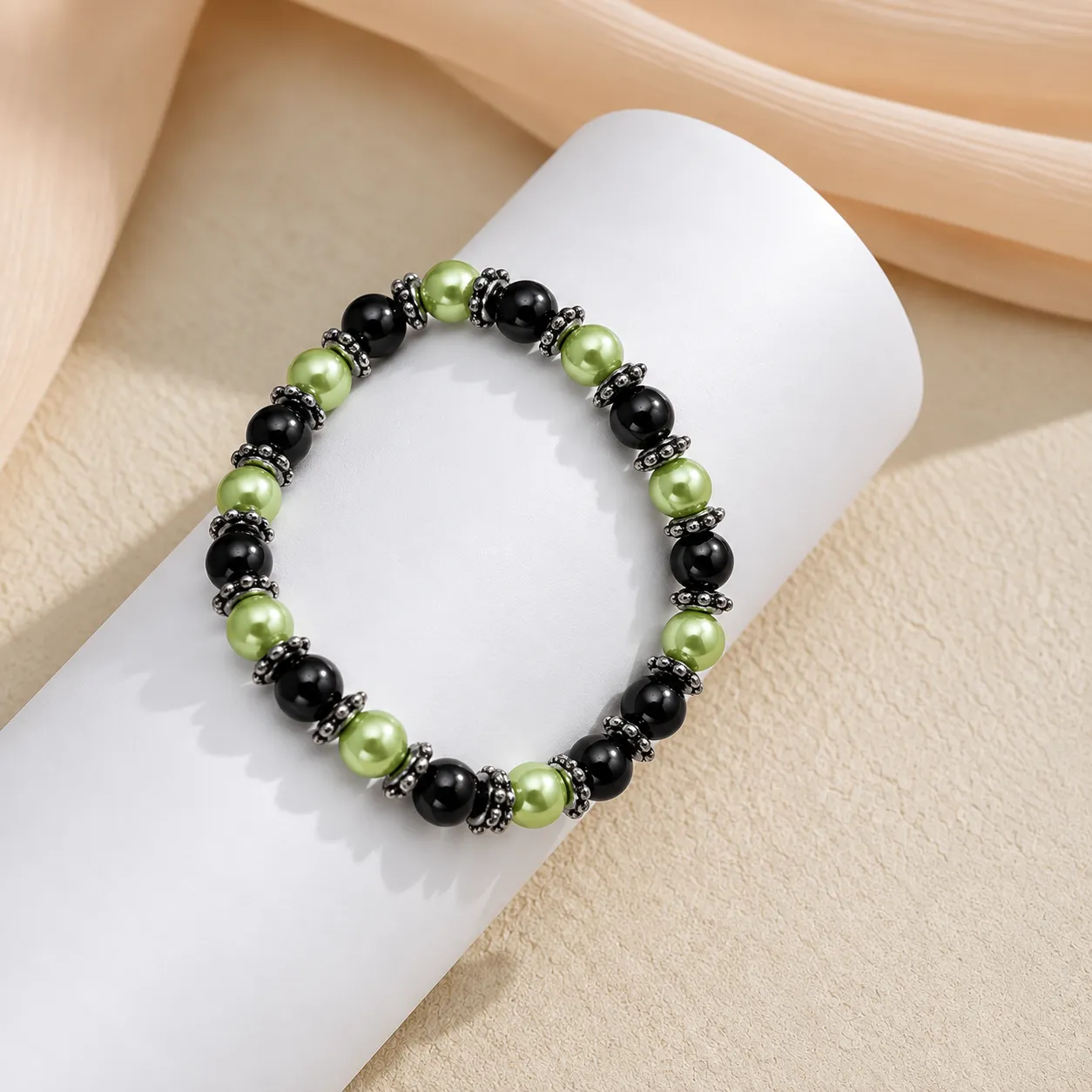 Black Hematite & Green Pearl Magnetic Bracelet
