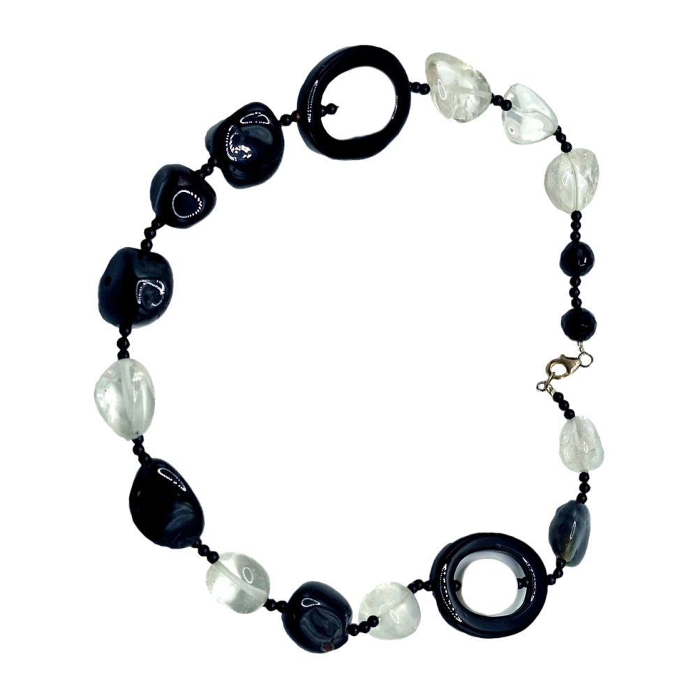 Black Onyx, Agate & Quartz Sculptural Necklace - Image 4