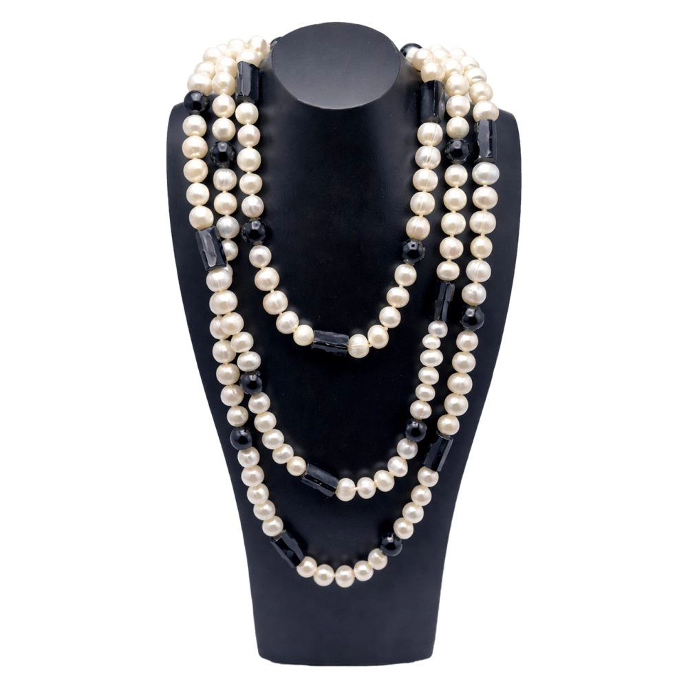Freshwater Pearl, Obsidian & Onyx Necklace - Image 6