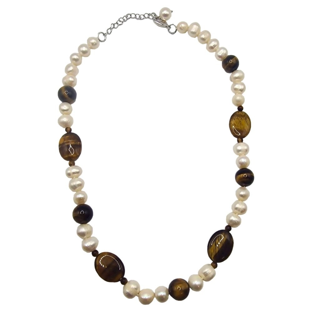Freshwater Pearl and Clear Quartz Silver Necklace - Image 5
