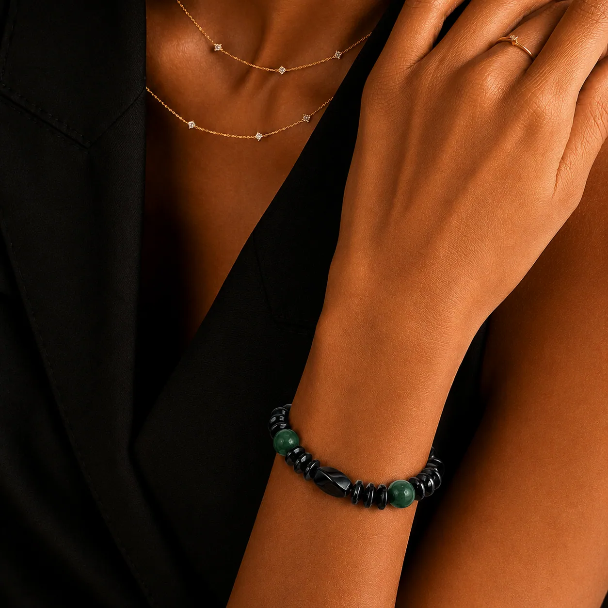 Green Aventurine & Hematite Grounding Bracelet - Image 3