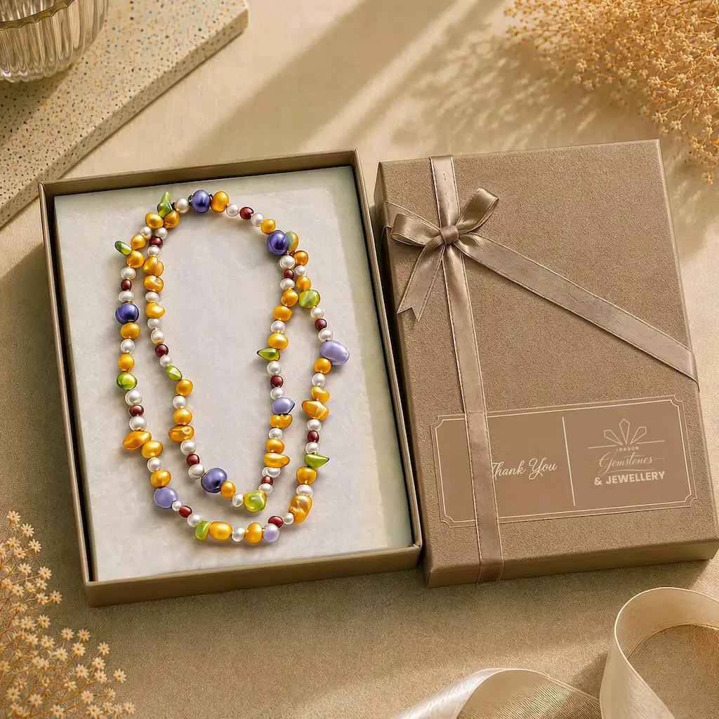 Multicolour Freshwater Pearl Long Necklace - Image 3