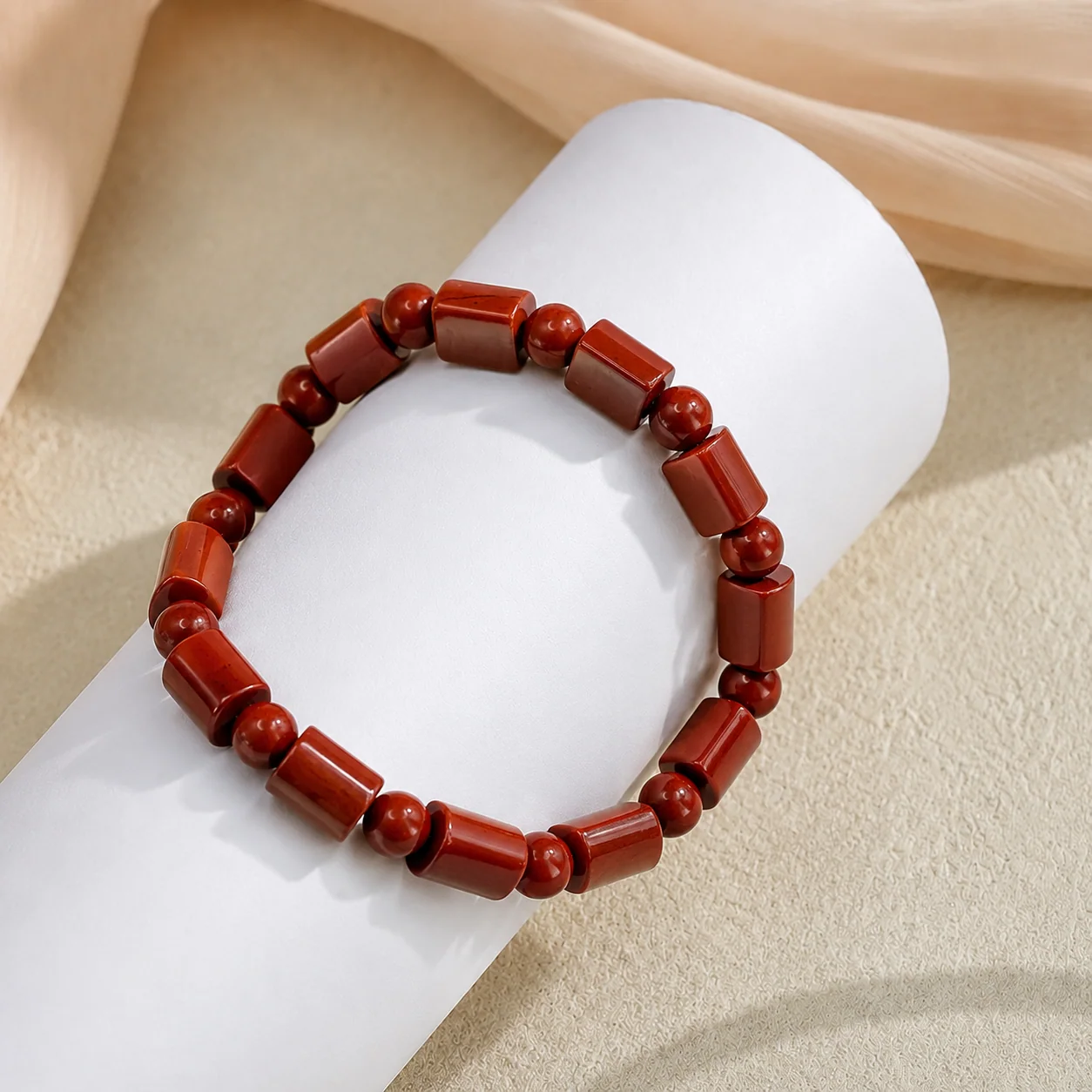 Natural Coral Geometric Bead Bracelet