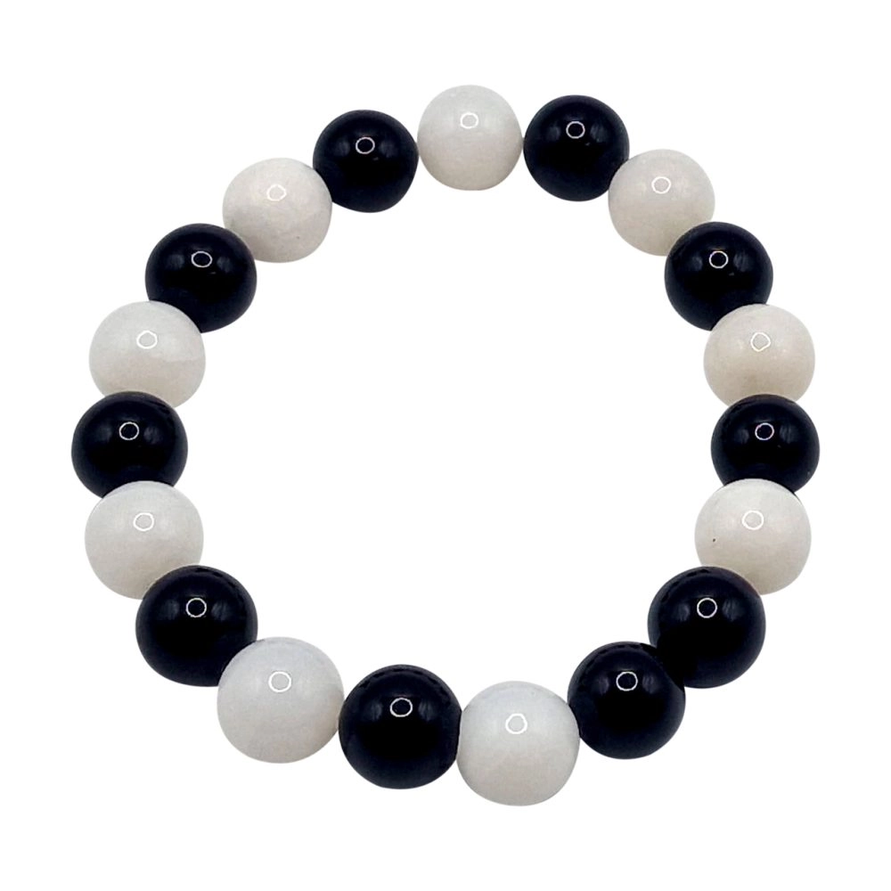 Natural Polished Quartz Stones & Midnight Onyx Bracelet - Image 4