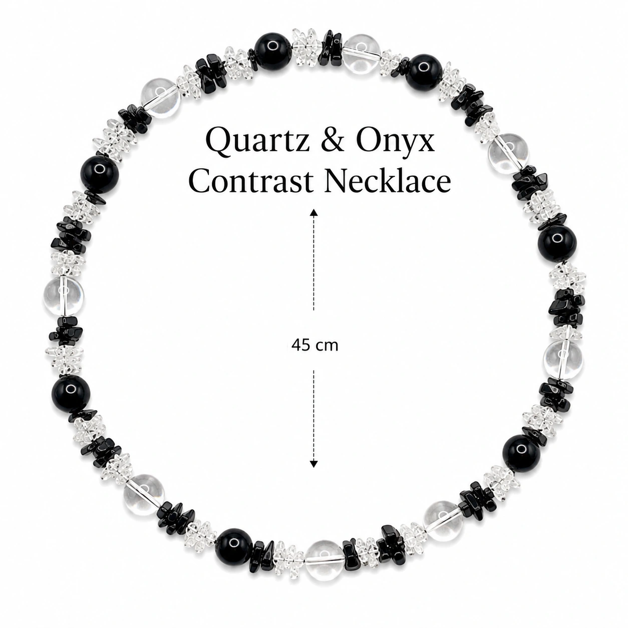 Quartz & Onyx Contrast Necklace - Image 4